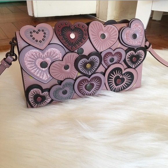 Coach Handbags - Coach Glitter Heart Applique Crossbody Bag